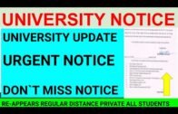 UNIVERSITY NOTICE ALL STUDENTS RE APPEARS PRIVATE DISTANCE REGULAR DON`T MISS NOTICE