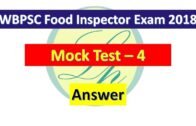 WBPSC Food Supply Inspector exam 2018| Mock Test 4| Answer
